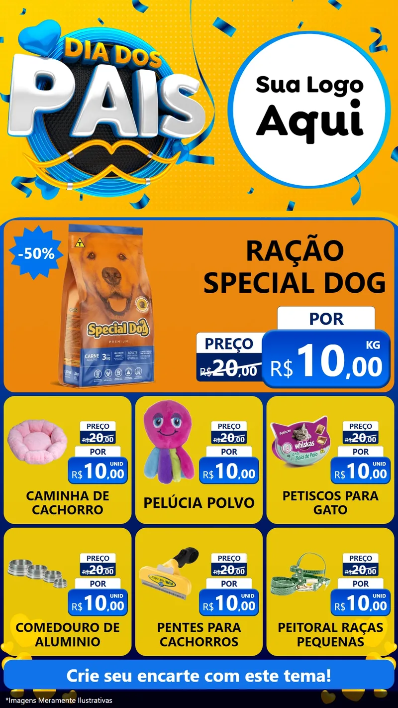 Modelo de Rede Social para Stories com o tema Dia dos Pais para Pet Shop