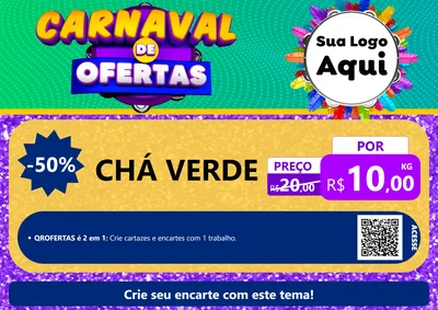 Modelo de Cartaz para Cartaz A4 Horizontal com o tema Carnaval de Ofertas para Produtos Naturais