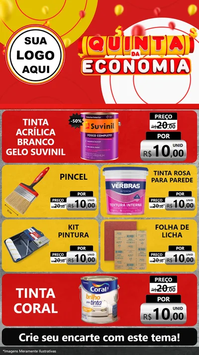 Modelo de TV para TV Vertical com o tema Quinta da Economia para Tintas e Ferramentas