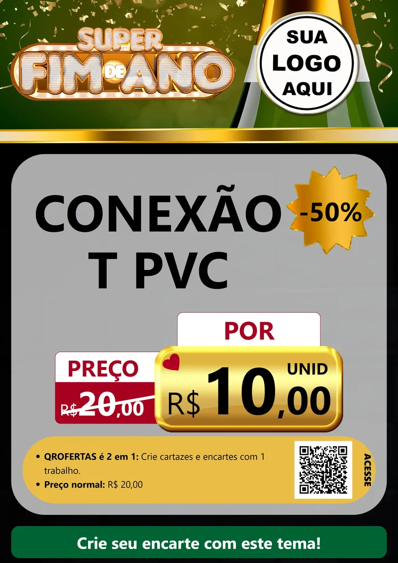 Modelo de Cartaz para Cartaz A4 Vertical com o tema Super Fim de Ano para Tubos e conexões