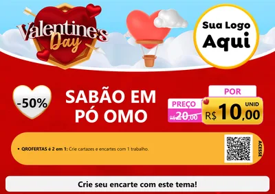 Modelo de Cartaz para Cartaz A4 Horizontal com o tema Valentine's Day para Produtos de Limpeza
