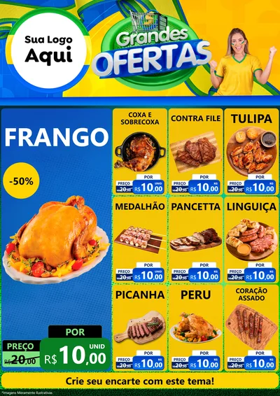 Modelo de Encarte para Encarte A4 Vertical com o tema Grandes Ofertas para Assados
