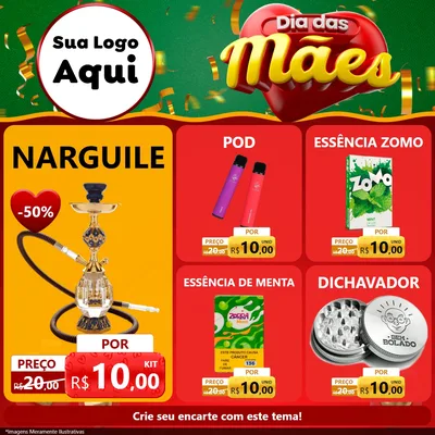 Modelo de Rede Social para Feed Facebook com o tema Dia das Mães para Tabacaria