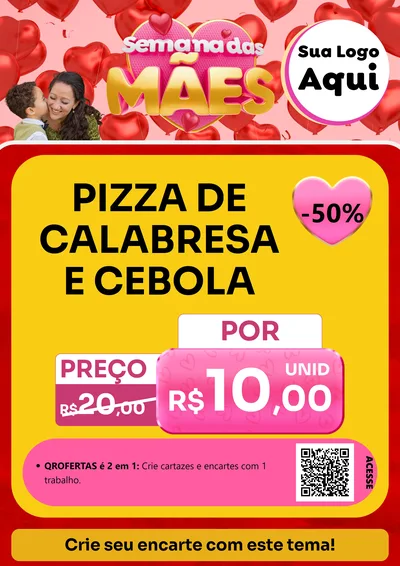 Modelo de Cartaz para Cartaz A4 Vertical com o tema Semana Das Mães para Pizzaria