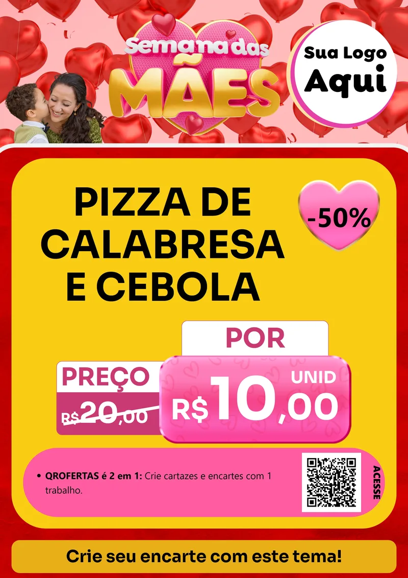 Modelo de Cartaz para Cartaz A4 Vertical com o tema Semana Das Mães para Pizzaria