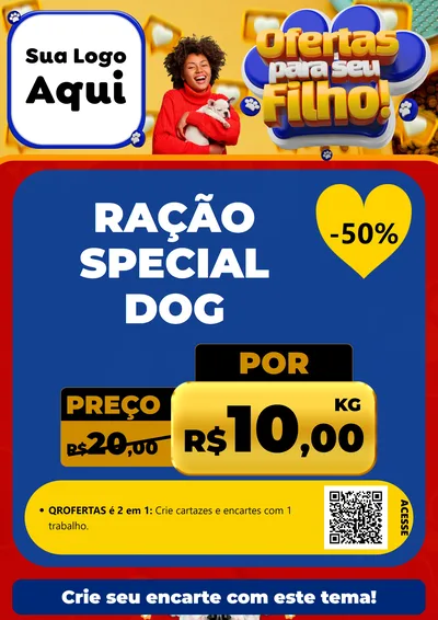 Modelo de Cartaz para Cartaz A4 Vertical com o tema Ofertas Para Seu Filho! para Pet Shop