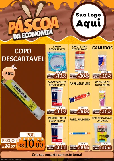 Modelo de Encarte para Encarte A4 Vertical com o tema Páscoa da Economia para Embalagens