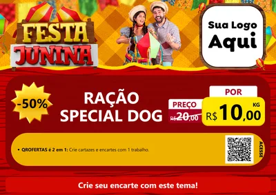 Modelo de Cartaz para Cartaz A4 Horizontal com o tema Festa Junina para Pet Shop