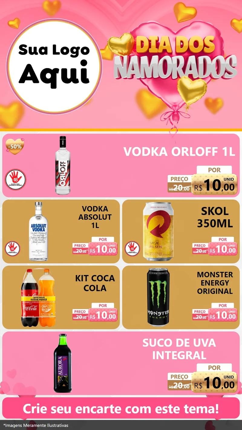 Modelo de TV para TV Vertical com o tema Dia dos Namorados para Distribuidora de bebidas
