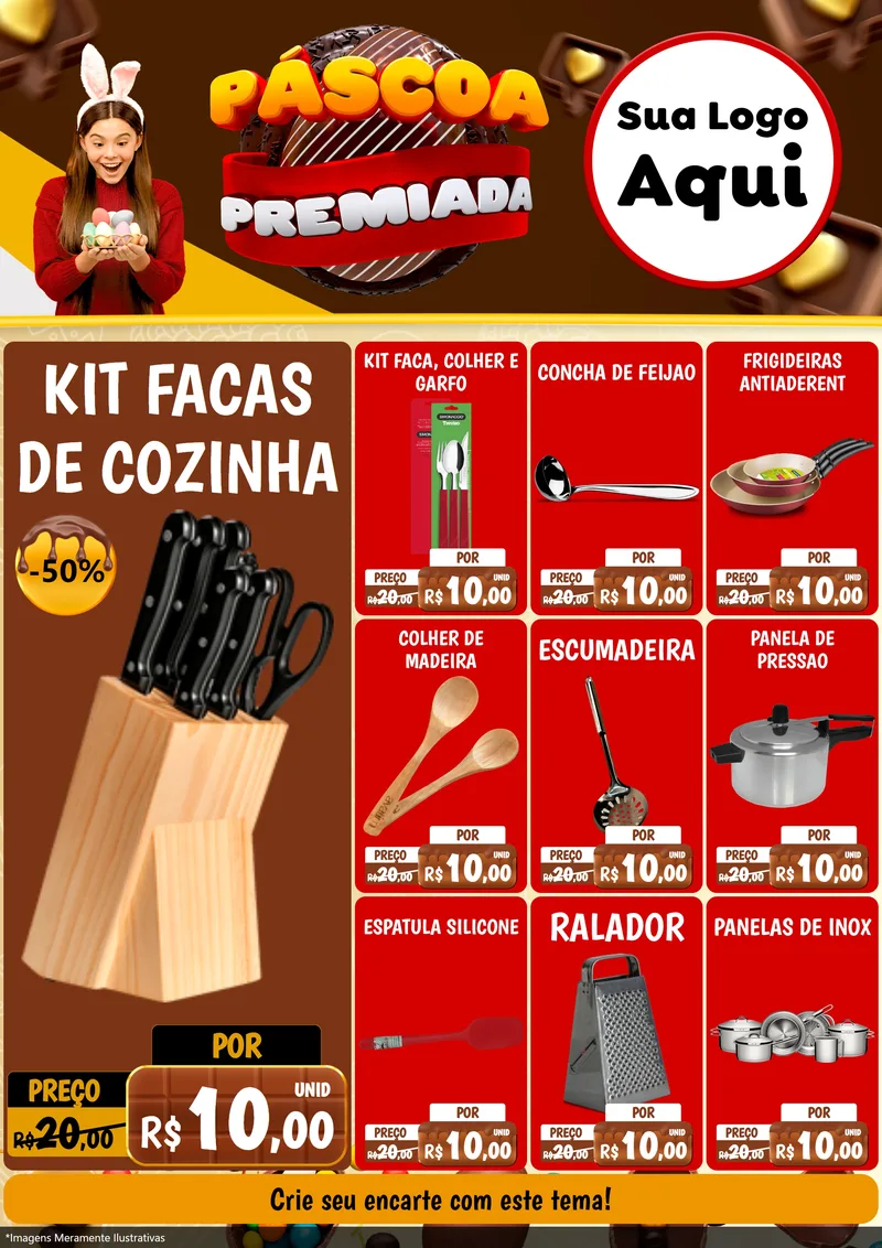Modelo de Encarte para Encarte A4 Vertical com o tema Páscoa Premiada para Utilidades Domésticas
