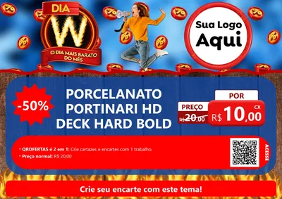 Modelo de Cartaz para Cartaz A4 Horizontal com o tema Dia W - O Dia Mais Barato Do Mês para Pisos e revestimentos