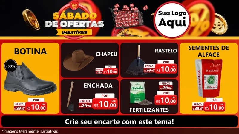 Modelo de TV para TV Horizontal com o tema Sábado de Ofertas Imbatíveis para Agropecuária