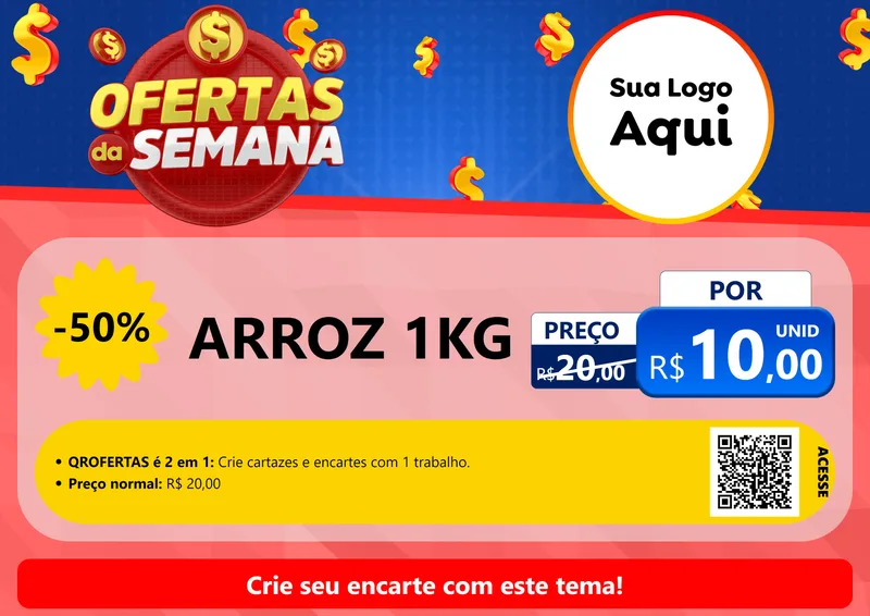 Modelo de Cartaz para Cartaz A4 Horizontal com o tema Ofertas Da Semana para Supermercado