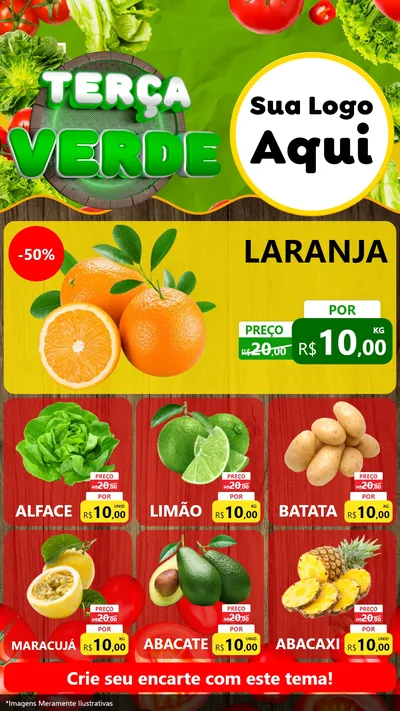 Modelo de Rede Social para Stories com o tema Terça Verde para Hortifrúti