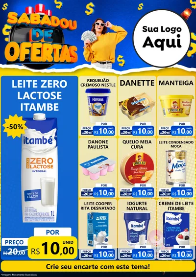 Modelo de Encarte para Encarte A4 Vertical com o tema Sabadou de Ofertas para Frios e Laticínios