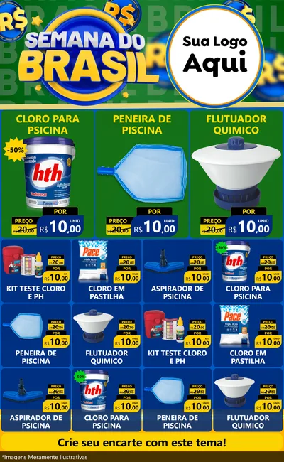 Modelo de Encarte para Encarte Grande com o tema Semana Do Brasil para Produtos para Piscina