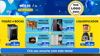 Modelo de TV para TV Horizontal com o tema Mês de Aniversário para Móveis e Eletro