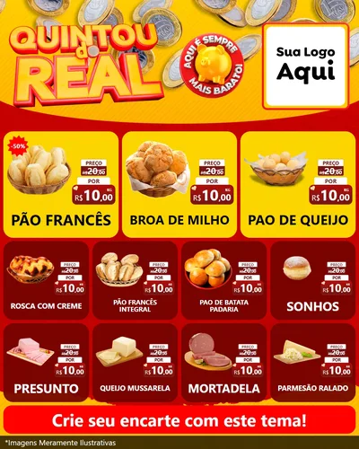 Modelo de Rede Social para Feed Instagram com o tema Quintou do Real para Padaria