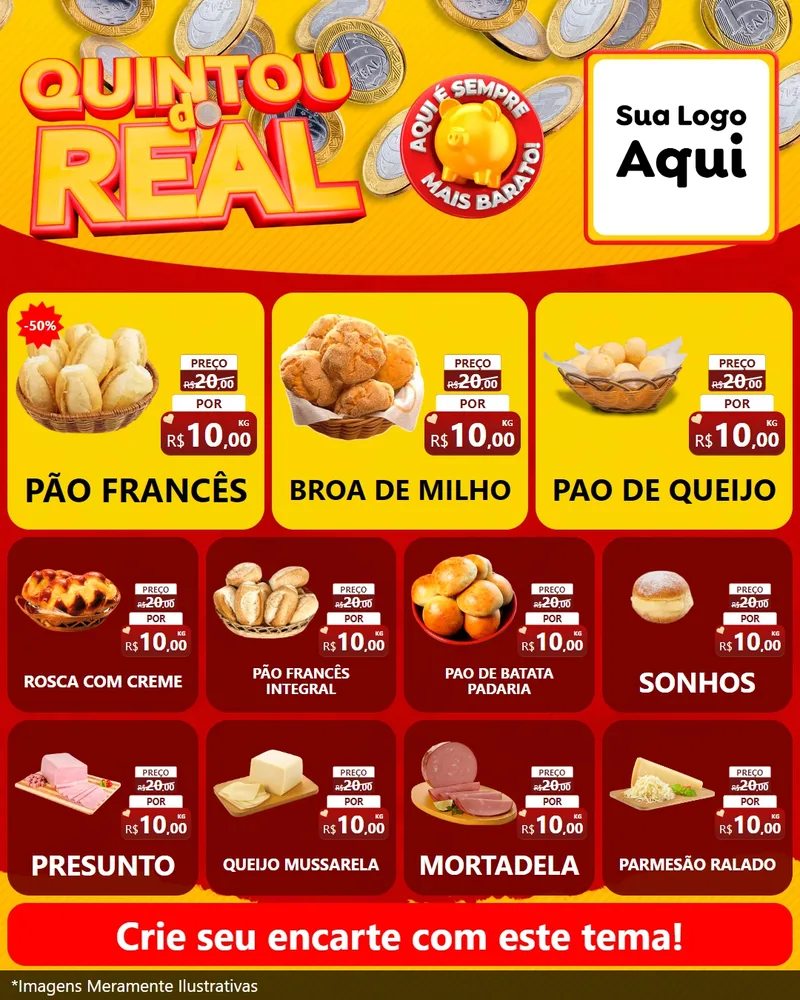 Modelo de Rede Social para Feed Instagram com o tema Quintou do Real para Padaria