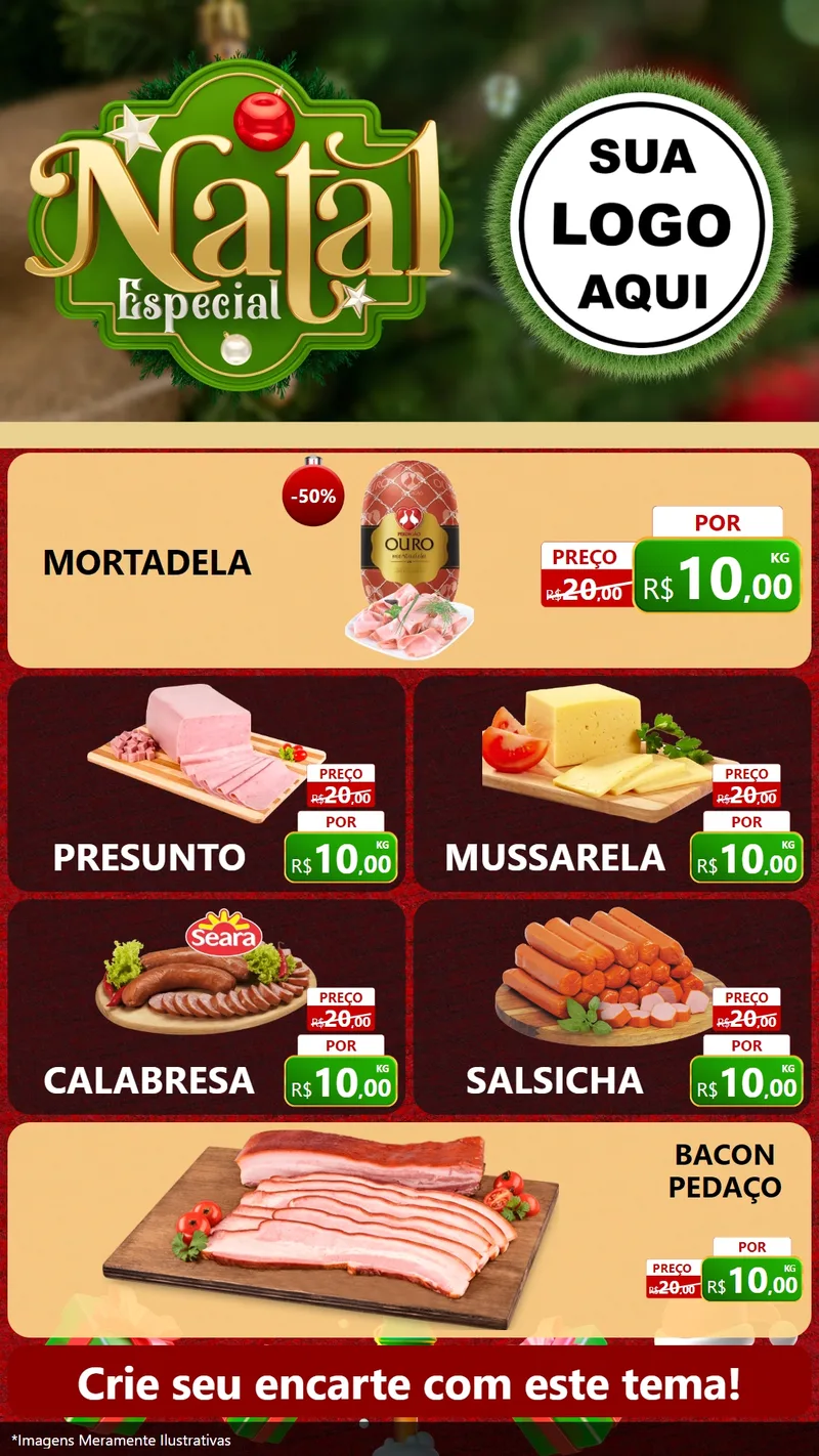 Modelo de TV para TV Vertical com o tema Natal Especial para Frios e Laticínios