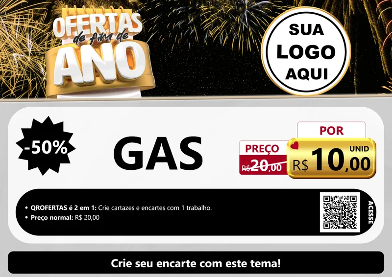 Modelo de Cartaz para Cartaz A4 Horizontal com o tema Ofertas de Fim de Ano para Água e gás