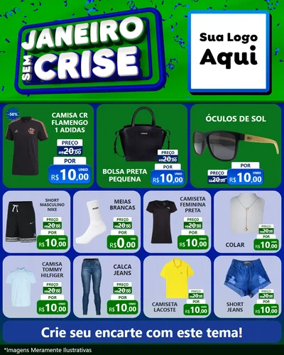 Modelo de Rede Social para Feed Instagram com o tema Janeiro Sem Crise para Roupas e acessórios