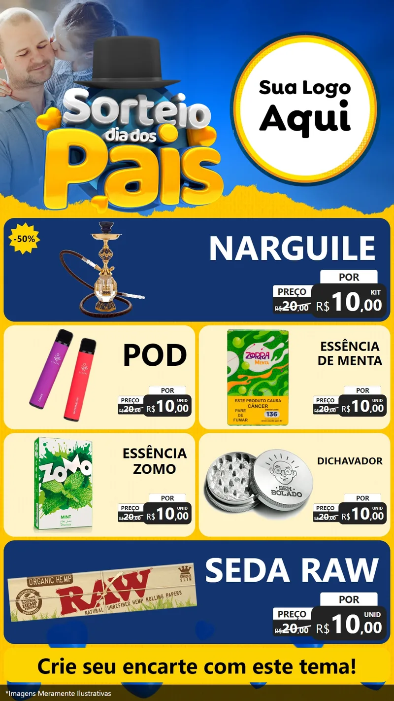Modelo de TV para TV Vertical com o tema Sorteio Dia Dos Pais para Tabacaria