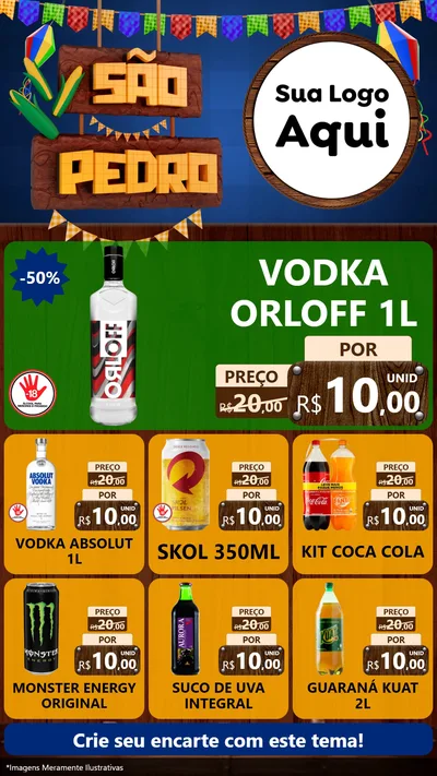 Modelo de Rede Social para Stories com o tema São Pedro para Distribuidora de bebidas