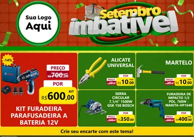 Modelo de Encarte para Encarte A4 Horizontal com o tema Setembro Imbatível para Maquinas e Ferramentas