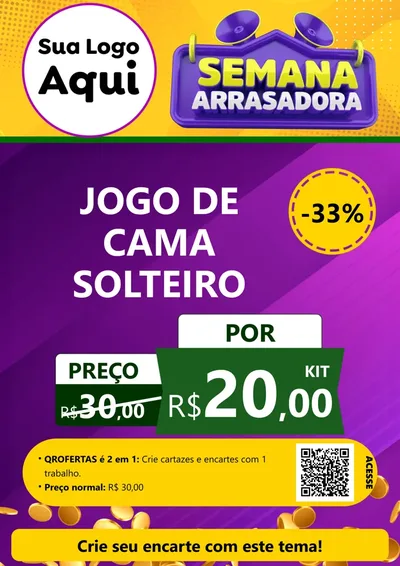 Modelo de Cartaz para Cartaz A4 Vertical com o tema Semana Arrasadora para Cama, Mesa e Banho