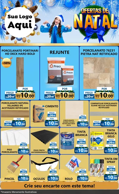 Modelo de Encarte para Encarte Grande com o tema Ofertas de Natal para Pisos e revestimentos