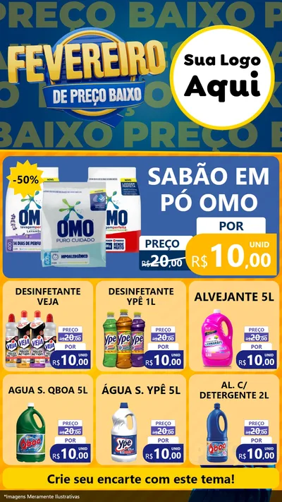 Modelo de Rede Social para Stories com o tema Fevereiro de Preço Baixo para Produtos de Limpeza