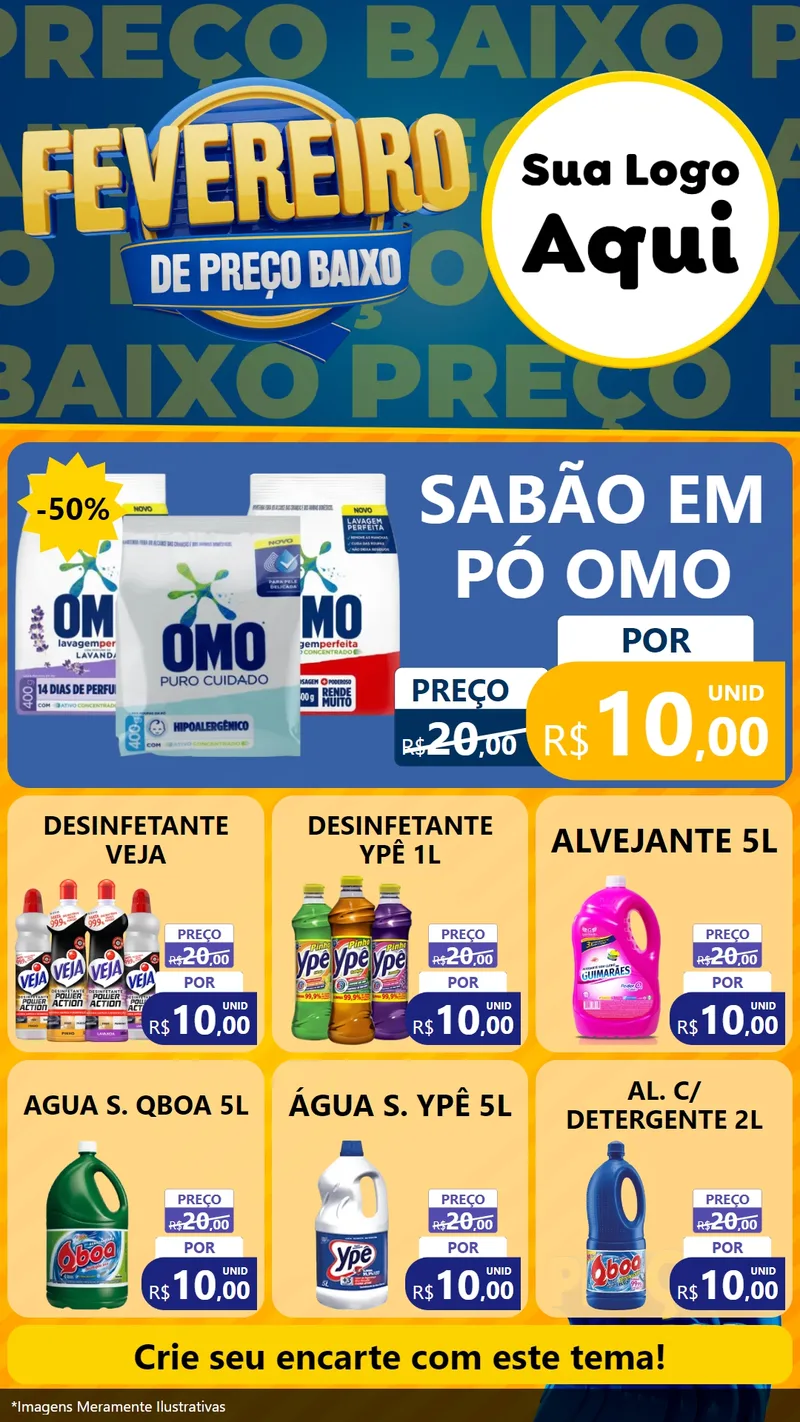 Modelo de Rede Social para Stories com o tema Fevereiro de Preço Baixo para Produtos de Limpeza