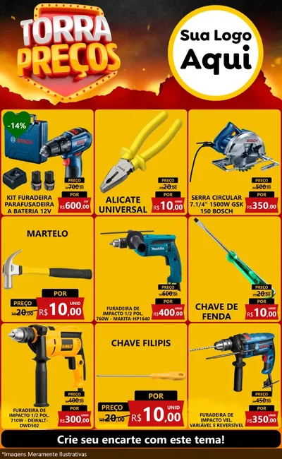 Modelo de Encarte para Encarte Grande com o tema Torra Preços para Maquinas e Ferramentas