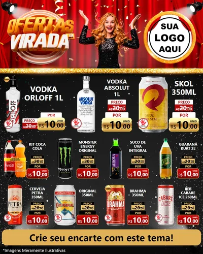 Modelo de Rede Social para Feed Instagram com o tema Ofertas da Virada para Distribuidora de bebidas
