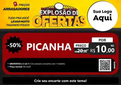 Modelo de Cartaz para Cartaz A4 Horizontal com o tema Explosão de Ofertas para Açougue