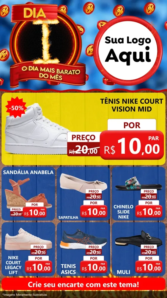 Modelo de Rede Social para Stories com o tema Dia I - O Dia Mais Barato Do Mês para Calçados