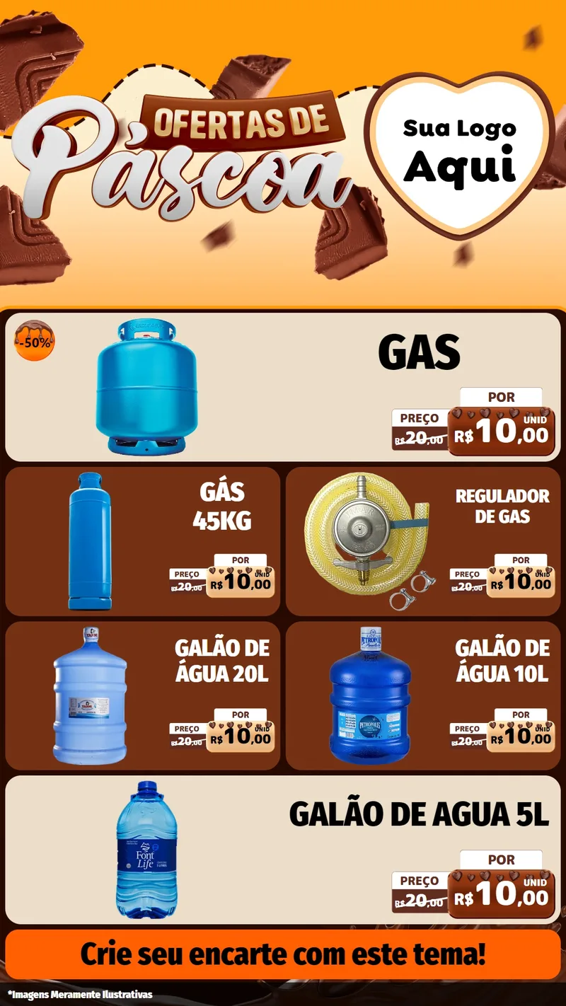Modelo de TV para TV Vertical com o tema Ofertas de Páscoa para Água e gás