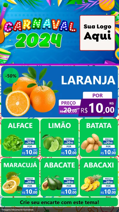 Modelo de Rede Social para Stories com o tema Carnaval 2027 para Hortifrúti