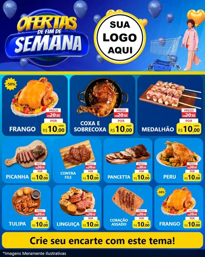 Modelo de Rede Social para Feed Instagram com o tema Ofertas de Fim de Semana para Assados