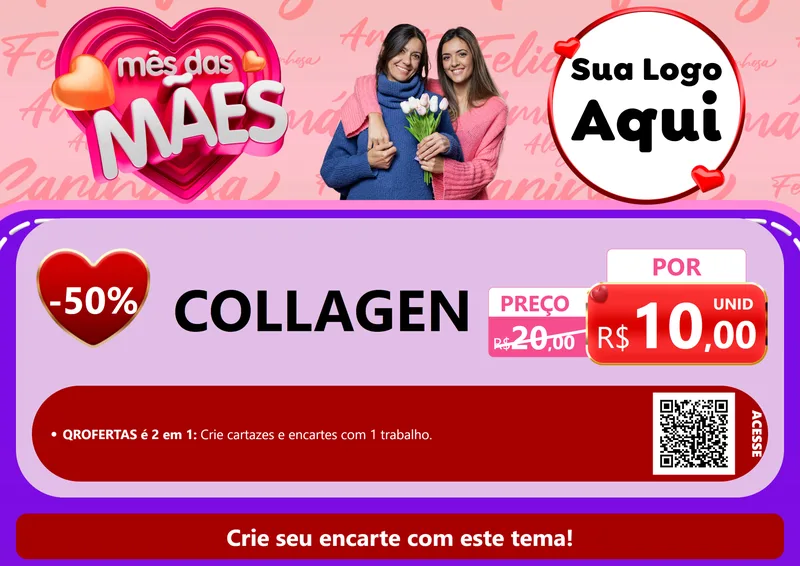 Modelo de Cartaz para Cartaz A4 Horizontal com o tema Mês Das Mães para Suplementos alimentares