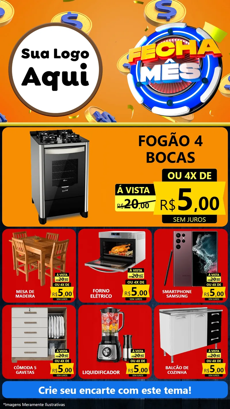 Modelo de Rede Social para Stories com o tema Fecha Mês para Móveis e Eletro