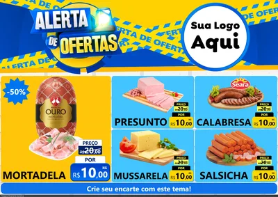 Modelo de Encarte para Encarte A4 Horizontal com o tema Alerta de Ofertas para Frios e Laticínios
