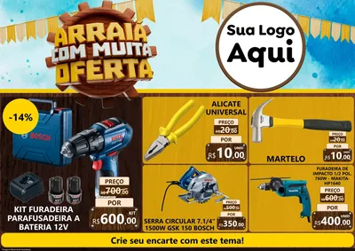 Modelo de Encarte para Encarte A4 Horizontal com o tema Ofertas de São João - Junina para Maquinas e Ferramentas
