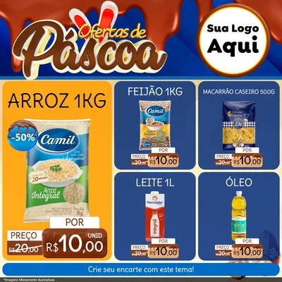 Modelo de Rede Social para Feed Facebook com o tema Ofertas de Páscoa para Supermercado