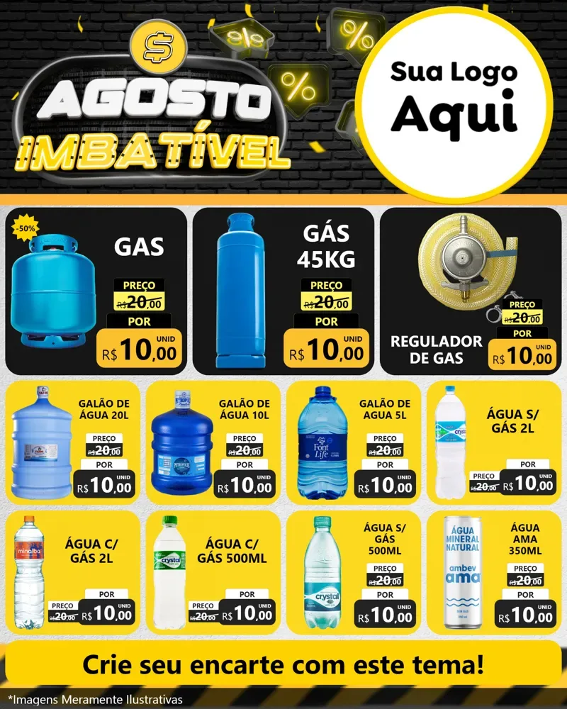Modelo de Rede Social para Feed Instagram com o tema Agosto Imbatível para Água e gás
