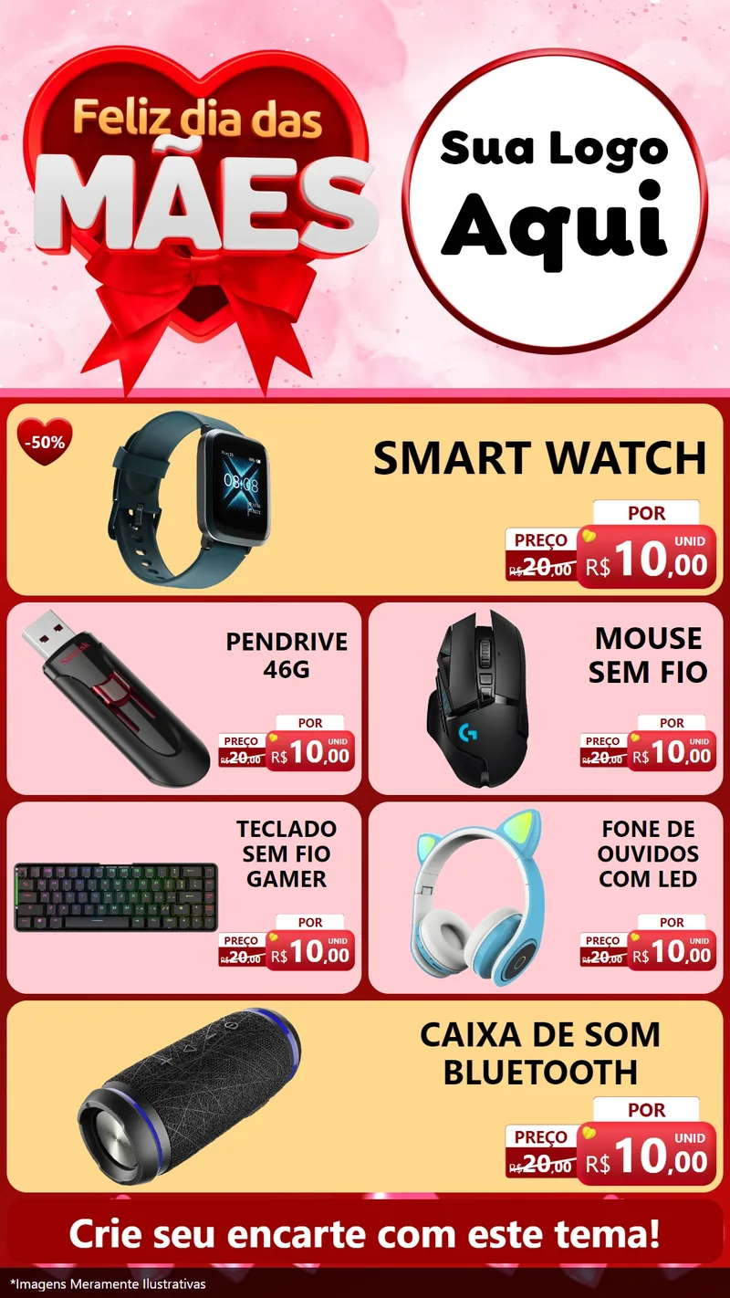 Modelo de TV para TV Vertical com o tema Feliz Dia Das Mães para Informática