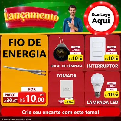 Modelo de Rede Social para Feed Facebook com o tema Lançamento para Materiais Elétricos