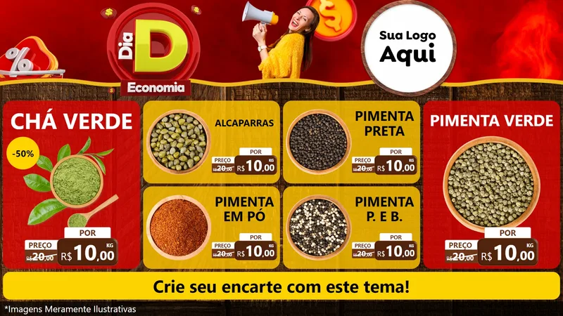 Modelo de TV para TV Horizontal com o tema Dia D Economia para Produtos Naturais