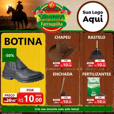 Modelo de Rede Social para Feed Facebook com o tema Especial Semana Farroupilha para Agropecuária